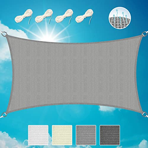 Sol Royal SolVision HS9 – Rectangular Sun Shade Sail 4x2 m HDPE Breathable & UV-light resistant Sun Protection for Terrace, Balcony, Pool & Garden – Sun Sail 400x200 cm Shade Fabric Grey