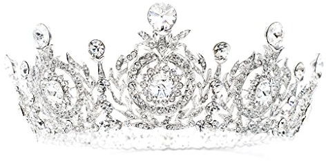 SEPBRIDALS Real österreichischen Kristallen Strass Full rund Hochzeit Brautschmuck Haarschmuck Haarreif Diadem Tiara Krone sha8641 - silber