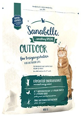 Sanabelle Utomhus | Katt torrfoder för vuxna katter (från 12 månaden) | Speciellt lämplig för frigångskatter med ökat rörelseomfång | 6 x 400 g