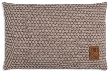 KNIT FACTORY - Juul Rechteckiges Zierkissen - Marron/Beige - 60x40 cm | Sofakissen mit Füllung und Bezug - Couchkissen - Zierkissen - Gestrickter Dekokissen - Kissen mit Wabenmuster