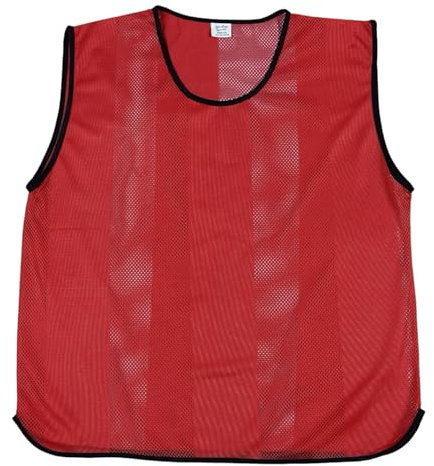 10 X Training Bibs Mesh For Football, Basketball & Cricket (Red, Senior)