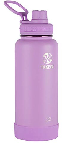 Takeya 51178 Actives Insulated Stainless Steel Water Bottle with Spout Lid, 18/8, Lilac