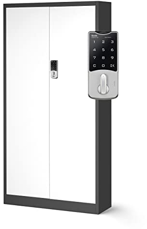 Aktenschrank mit Zahlenschloss C003 Metallschrank Stahlschrank Pulverbeschichtung 185 cm x 90 cm x 40 cm (Anthrazit-Weiß)
