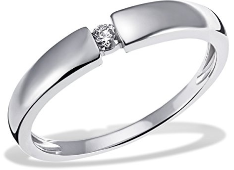 Goldmaid Damenring Verlobung Solitär 375 Weißgold 1 Diamant 0,10 ct. (54 (17.2))