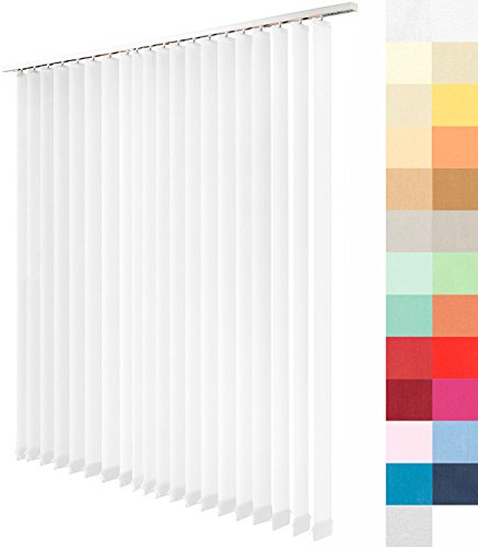 Sun World Lamellenvorhang nach Maß, Vertikal Lamellen Jalousien auf Maß vertikal Lamellen Maßanfertigung Vertikaljalousie Schiebevorhang ohne Deckenschiene (Weiß, Höhe: 230cm x Breite: 200cm)