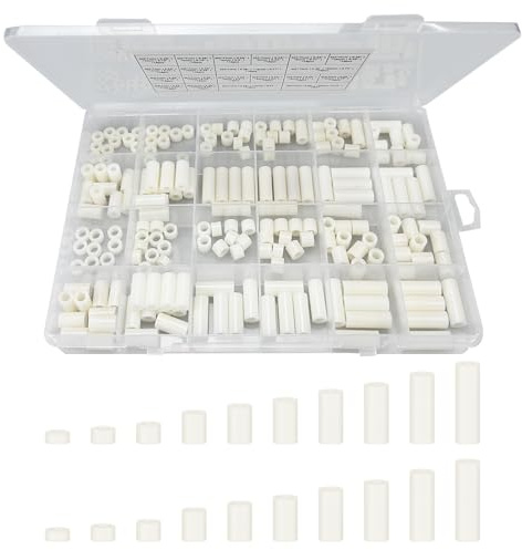 Set di 200 distanziatori rotondi in ABS per viti M3,M4, in plastica, con scatola di plastica