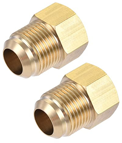 uxcell Brass Pipe fitting, 5/8 SAE Flare Male 1/2 SAE Female Thread, Tube Adapter Connector, for Air Conditioner Refrigeration, 2Pcs