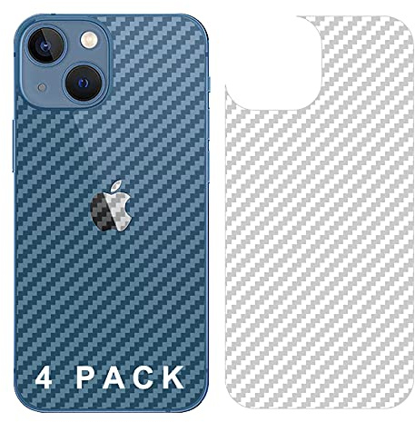 GIOPUEY Pellicola Protettiva Retro per iPhone 13, [4 Pezzi] 0.1mm Ultra-Sottile Morbido Back Protector Flim [Anti Impronta Digitale] [Prevenzione dei Graffi]