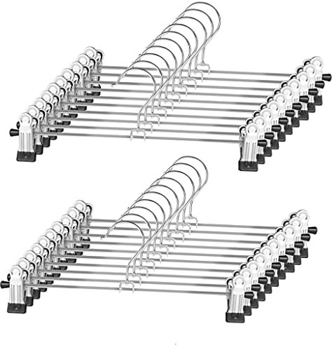 Trouser Hangers - Skirt Hangers with Clips 20 Pack NORTHERN BROTHERS Adjustable Clip Hangers Non-slip Pants Hangers for Trousers Jeans Skirt