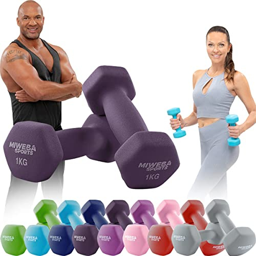 Miweba Sports Neopren Hantelset NKH100 | 0.5-10 kg (2X 1.0 kg, Lila)