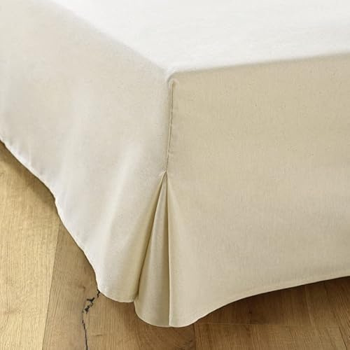 Cache-Sommier 140x190 – 4 Volants de 30 cm pour pour Sommier 140x190 avec Pieds – Housse Sommier 140x190 Ecru Fabriqué en Europe – Jupe de Lit 140x190 – Protège Sommier 140 x 190 – Dessus de Sommier