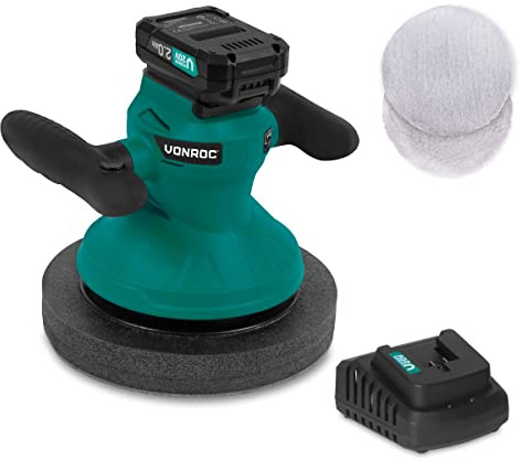 VONROC Lucidatrice Auto a Batteria 20V – Ø240mm – Inclusa Batteria 2.0Ah e Caricatore – Lucidatrice Eccentrica per Auto, Barca, Cera e Polish – Piattaforma VPower
