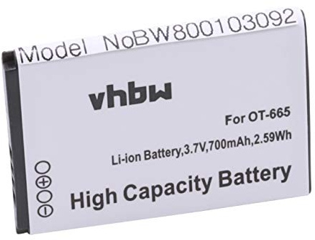 vhbw Akku Ersatz für Alcatel CAB22D0000C1 | CAB22B0000C1 für Handy Smartphone Telefon (700 mAh, 3,7 V, Li-Ion)