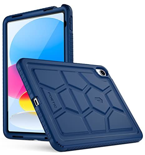 Poetic TurtleSkin case for New iPad (A16) 11th / 10th Generation (2025/2022), Heavy Duty Shockproof Kids Friendly Silicone Case Cover, Only Compatible with New iPad 11/10.9 Inch, Navy Blue