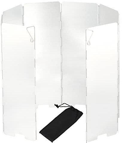 SEADESKY Faltbar Aluminium Windschutz 10/12/14/16 Stücke Windschutz für Gaskocher Windschutzscheibe für Campingkocher Windschutz Faltbarer Windscreen Camping für Outdoor Öfen Gaskochern