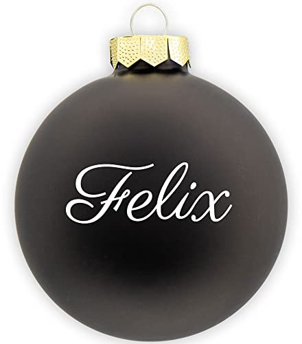 Coverlounge Christbaumkugel personaliert aus Glas | Weihnachtskugel mit Name| Ø 6cm in Schwarz (Matt) | für Weihnachten