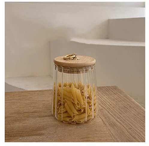 Zuccheriera Barattolo di caramelle Barattolo di vetro a grana verticale Barattolo di vetro trasparente sigillato Barattolo di tè con coperchio Barattolo di caramelle Barattolo di immagazzinaggio della