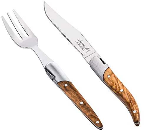 Laguiole Style de Vie Premium Line - Juego de cubiertos (8 piezas, madera de olivo)