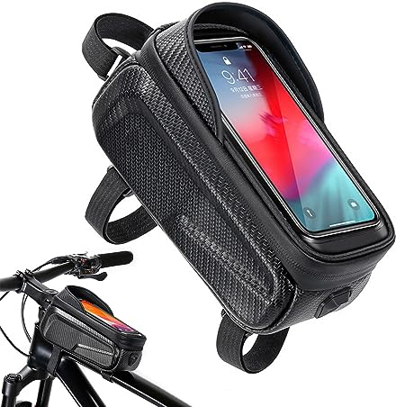 Roysmart Fahrrad Rahmentasche Wasserdicht, Fahrrad Handytasche Lenkertasche mit TPU Touchschirm und Regenfest Abdeckung, Handyhalterung Fahrradtasche für Smartphone unter 6,8 Zoll