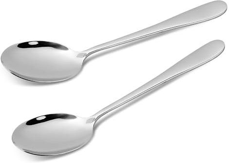 CAMRI Serving Spoon Set of 2- Stainless Steel Large Serving Spoons for Buffet, Home, Kitchen & Restaurants, Mirror Polished, Dishwasher Safe (C61 - Pack of 2)