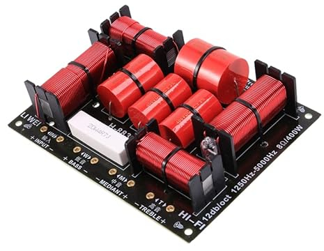 Azwamkue 400 W 3-Wege-Frequenzweichen-Teiler, HiFi-Hochtöner, Woofer-Lautsprecher, Crossover 1250H/5000 Hz mit Schutz