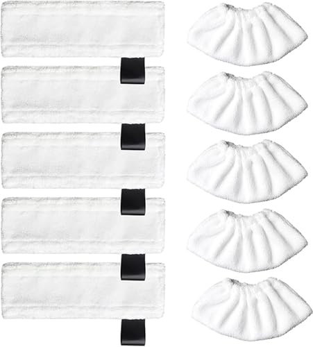 10 pezzi accessori per pulitore a vapore Kärcher Easyfix SC2 SC3 SC4 SC5 SV7, set di panni in microfibra per Kärcher SC1 SC2 SC3 SC4 SC5 SV7 (5 panni per pavimenti + 5 rivestimenti in tessuto)