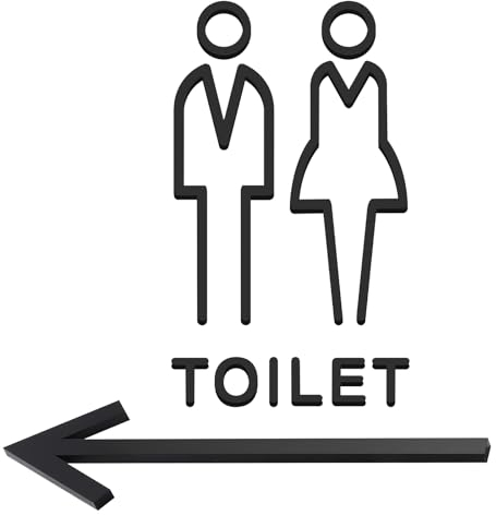 VOSSOT Set mit 4 selbstklebenden Toilettenschildern – Aufkleber für Toilettentür – Ideal für den Innen- und Außenbereich