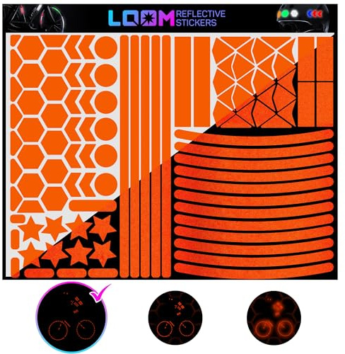 LOOM Reflektoren Fahrrad Mega Set | 101 Stk. Engineer Orange | German Oralite-Qualität | Reflektoren Aufkleber für Helm, Auto, Motorrad, Anhänger, kinderwagen set | Hochsichtbar, wasserdicht & robust