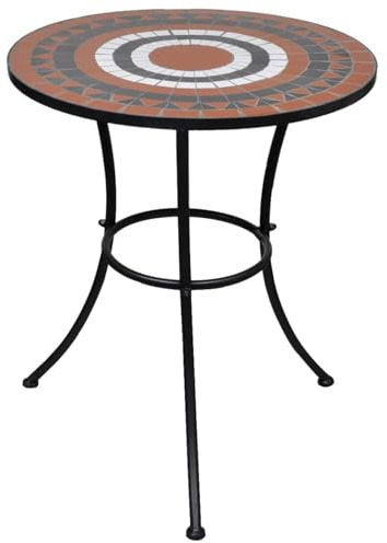 Rantry Bistrot Terrakotta och Vit 60 cm Mosaikbord, Utomhusbord, Trädgårdsbord, Terrassbord, Matbord, Köksbord Trädgårdsbord Utomhus Bord Dekoration