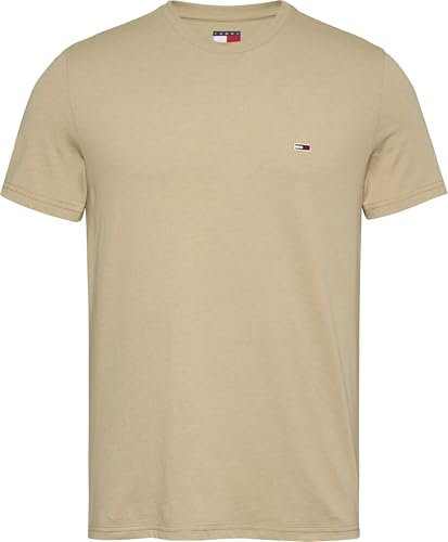Tommy Jeans Herren T-Shirt Kurzarm Tee Rundhalsausschnitt, Beige (Relic Tan Htr), XL