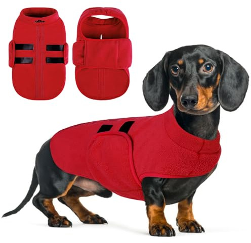 Queenmore Hundepullover Fleece Pullover Hundemantel Winter, Rot, L | Hundepullover Kleine Hunde, Ärmellos Hundeweste Wintermantel Hunddackel, Pullocver Chihuahua, Bulldog, Greyhound