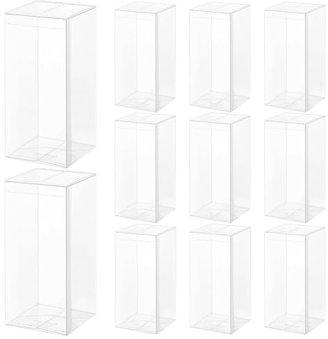 BENECREAT 15 Transparente PVC Geschenkbox, 8x8x18cm Transparente Geschenkboxen Rechteckige Durchsichtige Aus Kunststoff Für Weihnachten Hochzeit Party Geburtstagsgeschenke