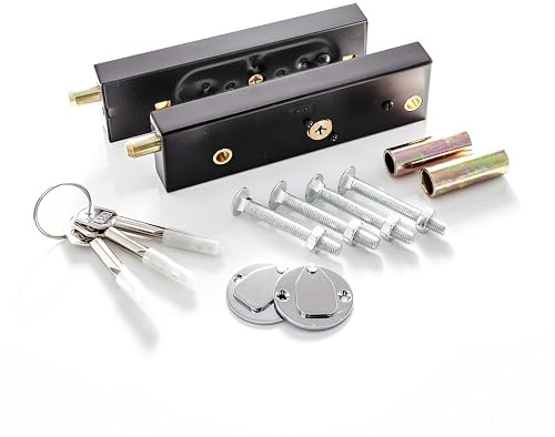 TSS UK Security Supplies - Par de pernos de acero resistente para puerta de garaje con 3 llaves, apto para puertas de garaje de madera o metal, hasta 38 mm de grosor