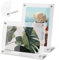 7x5 inch Acrylic Picture Frame, 3 Pack Magnetic Clear Desk Picture Frames with Stand, Tabletop Frameless Photo Display Stand for Happy Moment Home Office, Vertical or Horizontal(Transparent)