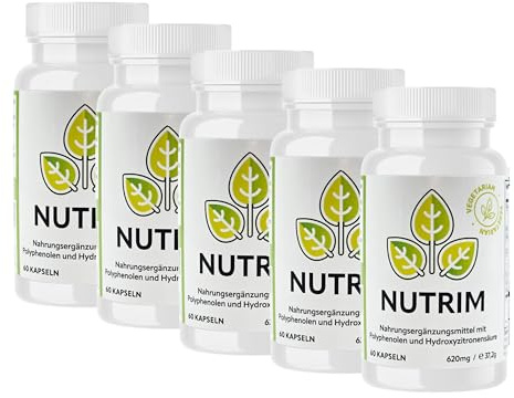 NUTRIM Superfood-Komplex – 5 x 60 vegane Kapseln mit Knotentang, Ingwer, Grünem Tee, Grünem Kaffee und Kardamom – natürliche Unterstützung für Ihre Ernährung - Nahrungsergänzungsmittel