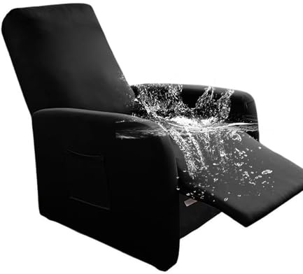 Highdi Sesselbezug für Relaxsessel 1 Sitzer, 4-Teilig All-Inclusive Stretch Relaxsessel Sesselbezug Wasserdicht, Schwarz Sesselschoner mit Taschen für Recliner Fernsehsessel