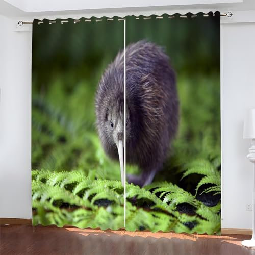 EXSANLIEAY Rideau Occultant Autruche BéCassine Rideaux Salon Animaux Sauvages Rideau Thermique Isolant Anti Froid et Chaleur, Lot de 2 Rideau à Oeillets (140 X 160 cm), Chambre à Coucher