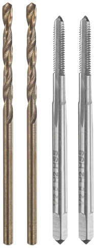 QUARKZMAN Gewindebohrer Set, 2 Stück M2,5 x 0,45 Metrische Gerade Nut Gewindeschneidbohrer & 2 Stück 2mm Spiralbohrer, Unbeschichtet/Röstgelb HSS 6542/M35 HSS CO Maschinengewindebohrer