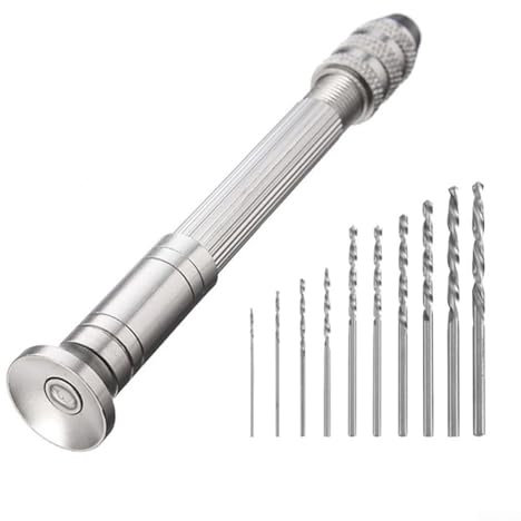 Mini trapano manuale compatto ed efficiente per foratura precisa in progetti di legno e plastica con gamma di mandrini da 0 33 3 2 mm (set da 11 pezzi)