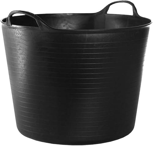 MiG-met - Mehrzweckkorb, großer Behälter, Korb Flexi, Wäschekorb - Stark, Haltbar, Flexibel und Leicht - Frostsicher, Zwei robuste Griffe - Ausdauer 120kg - 42L, 44x35x33cm - Schwarz - 1 Stück