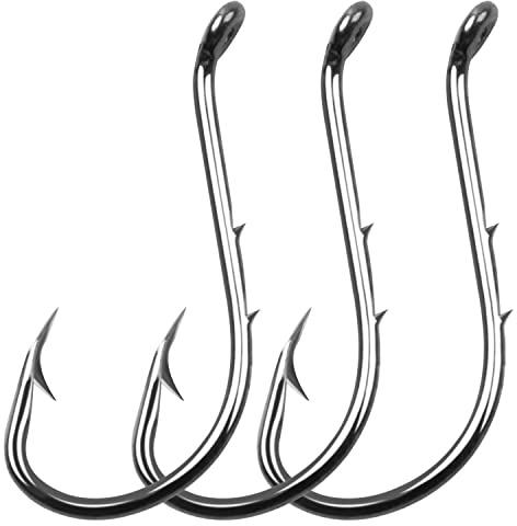 Octopus Baitholder Fishing Hooks, Sharp Barbed Beak Fish Hooks Black High Carbon Steel Circle Jig Hook, Size 3/0, 50pcs