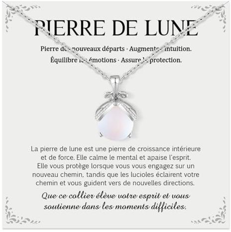 TaleMoon Bijou Collier Pierre de Lune Cadeau Anniversaire Maman Amitié Noël