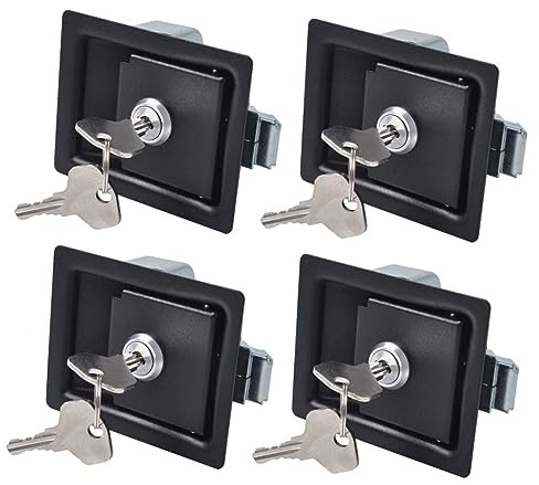 Serrure de Boîte de Remorque Noire A1215 4 Pièces en Acier au Carbone | Alliage de Zinc, Structure Solide, Résistante aux Intempéries, pour Boîtes et Camions Mécaniques
