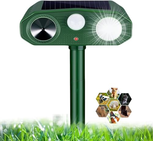 Répulsif Chat Ultrason, 3 Modes Repulsif Chat Solaire & Solaire et USB Répulsif Animaux, IP54 Étanche Repulsif Chat Exterieur avec Détecteur et Flash pour Chats Chiens Souris Ratons Animaux de Jardin