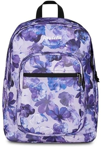 Invicta Jelek Zaino, 34 Litri, Lilla con Motivo Floreale Viola, Scomparto PC 14, 32 x 43 x 25 cm