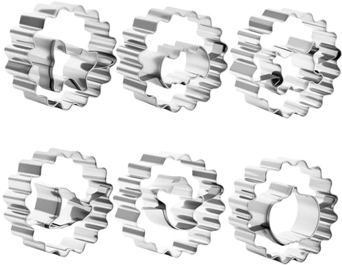 PTaizjjz 6pcs Halloween Linzer Ausstechformen Set, Mini Halloween Edelstahl Keksausstecher Kürbis Fledermaus Geist Schwarze Katze Schädel Hexenhut Formen Form für Gebäck Fondant DIY Backen