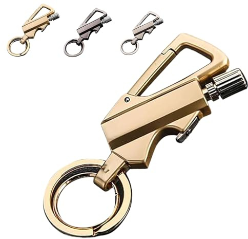 Permanent Match Infinity Lighter, with Dual-Side Flint Fire Starter,Reusable Waterproof Strike Anywhere, Match Strike for Outdoor Camping Hiking Survival (Gold)