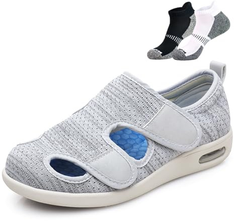 Diabetes skor, med ventilerande, bekväm och stötdämpande design för bekväm gång i alla väder.(Bianco,40 EU)