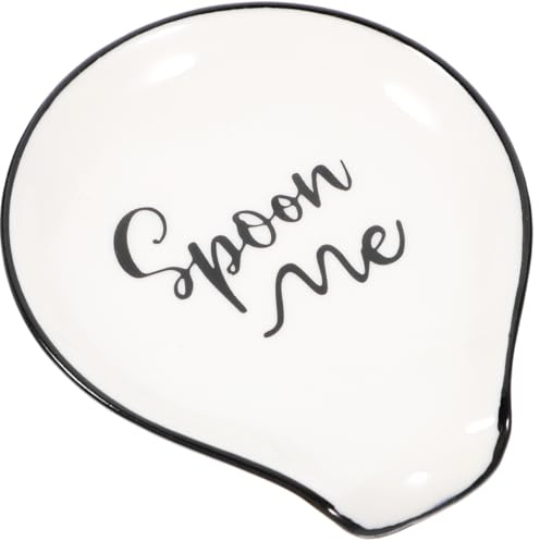 INOOMP Ceramic Spoon Rest Spoon Holder for Kitchen Countertop Smooth Scoop Rest for Soup Dessert and Ladle Compact Table Utensil Holder for Cooking Serving and Dining