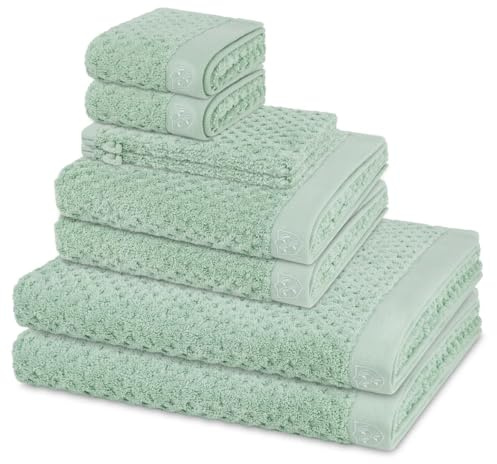Ross Harmony 8-teiliges Handtuch Set – 2 Wasch-, 2 Gäste-, 2 Duschtücher, 2 Handtücher – Weicher Walkfrottee 520 g/m² aus 100% Baumwolle, hautfreundlich, saugstark – Komfort für Ihr Bad - Salbei